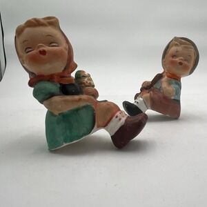 Ceramic Multicolor Novelty Boy & Girl Animals Theme Salt & Pepper Shakers Set